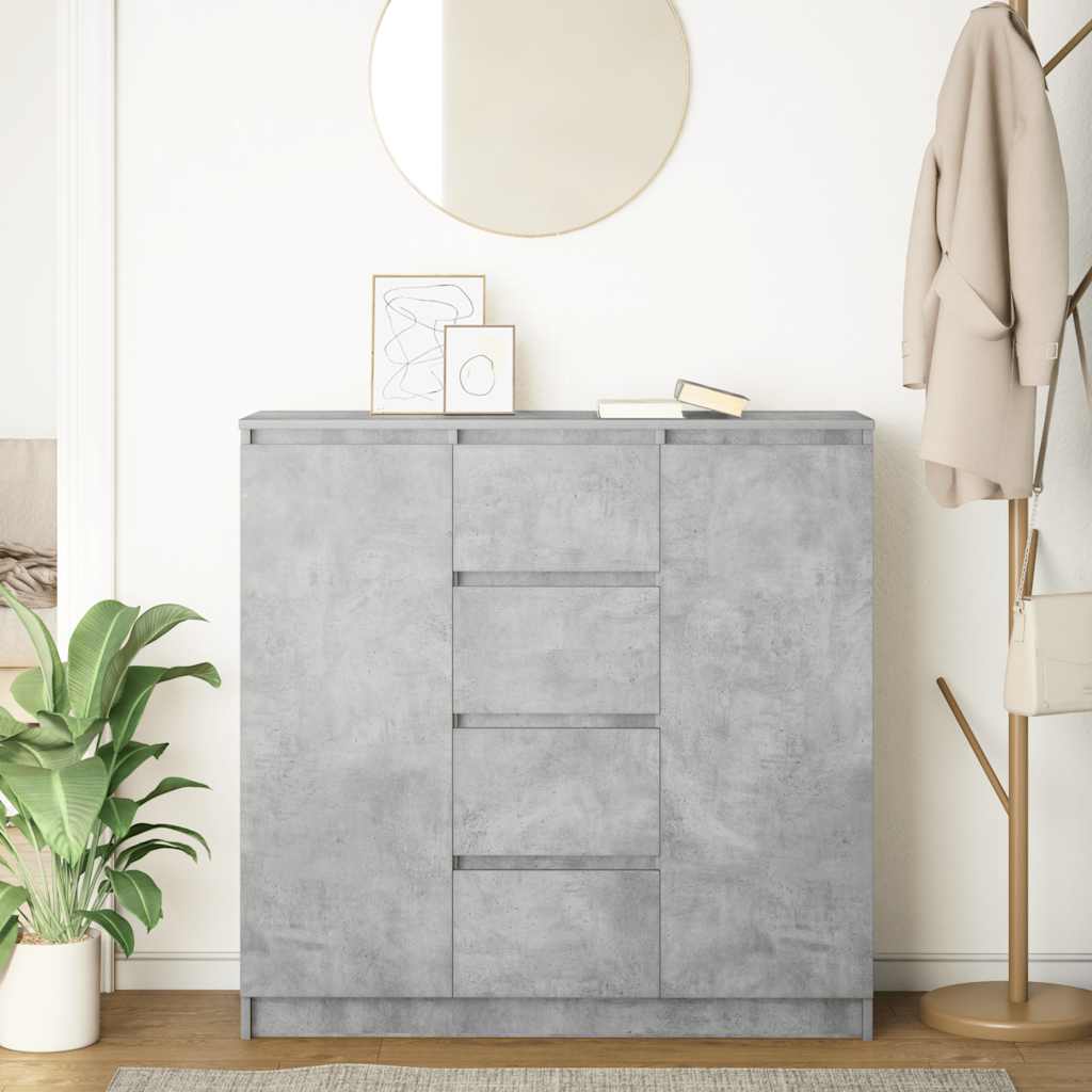 Credenza con Cassetti Grigio Cemento 100,5x35x98,5cm Truciolato - homemem39