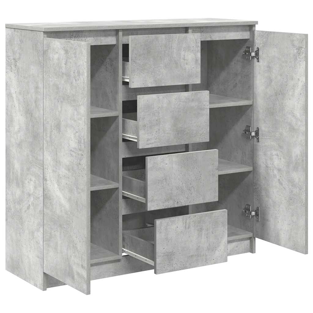 Credenza con Cassetti Grigio Cemento 100,5x35x98,5cm Truciolato - homemem39