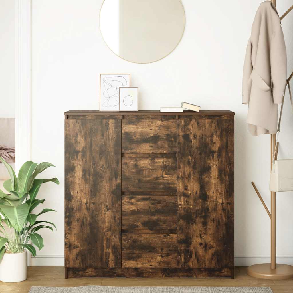 Credenza con Cassetti Rovere Fumo 100,5x35x98,5cm in Truciolato - homemem39