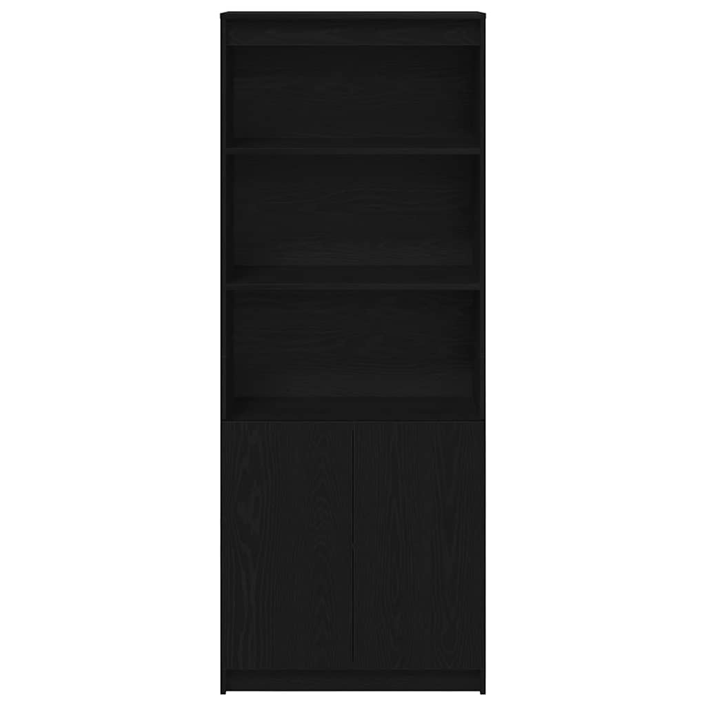 Credenza Rovere Nero 70x35x180 cm in Legno Multistrato - homemem39