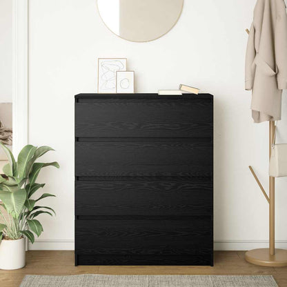 Credenza Rovere Nero 80x35x99 cm in Legno Multistrato - homemem39