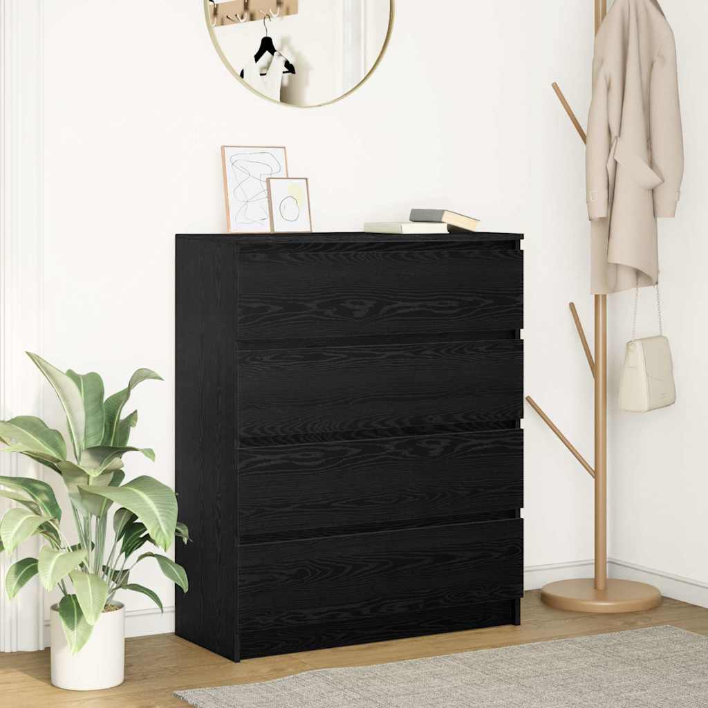 Credenza Rovere Nero 80x35x99 cm in Legno Multistrato - homemem39