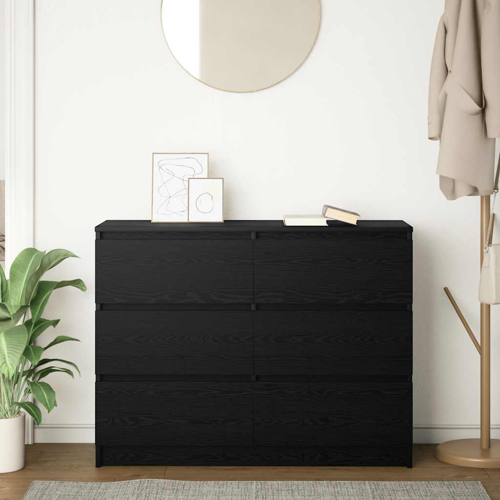 Credenza Rovere Nero 100x35x76 cm in Legno Multistrato - homemem39