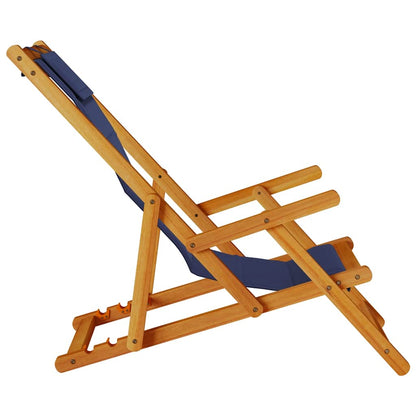 Sedia pieghevole con braccioli legno di acacia blu e Textilene