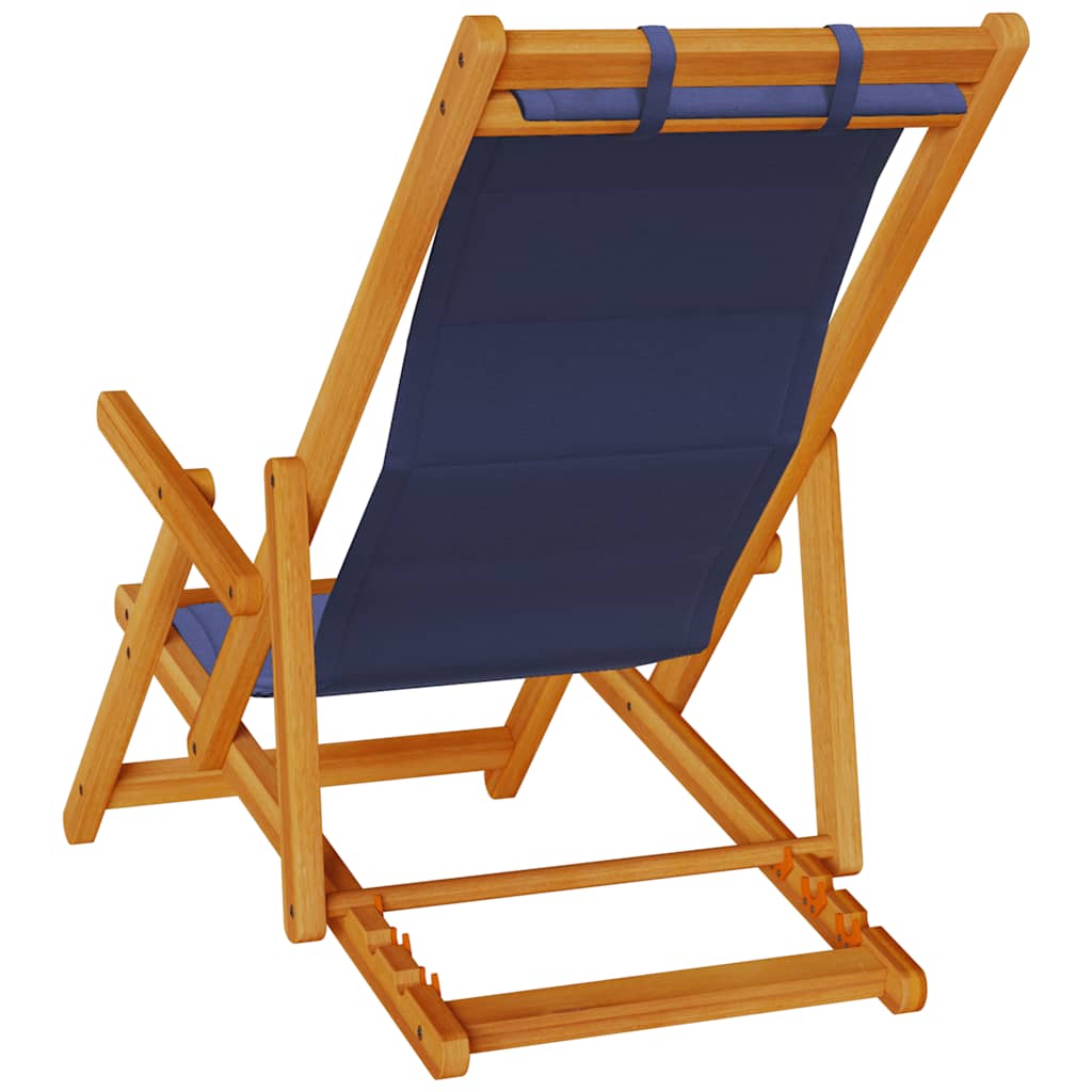Sedia pieghevole con braccioli legno di acacia blu e Textilene
