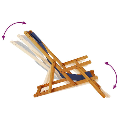 Sedia pieghevole con braccioli legno di acacia blu e Textilene