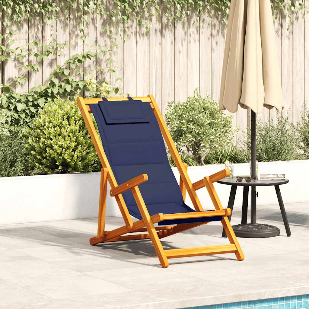 Sedia pieghevole con braccioli legno di acacia blu e Textilene | homemem39
