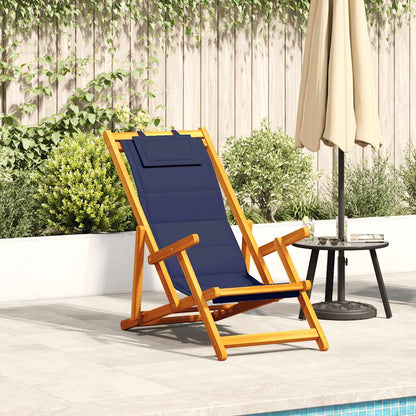 Sedia pieghevole con braccioli legno di acacia blu e Textilene | homemem39