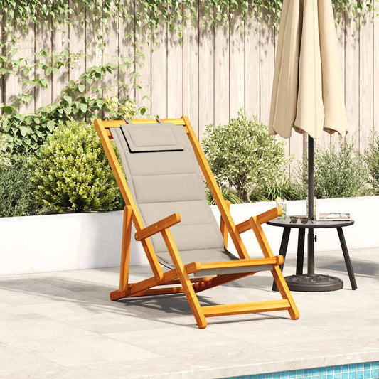 Sedia pieghevole con braccioli Grigio Talpa Legno di Acacia | homemem39