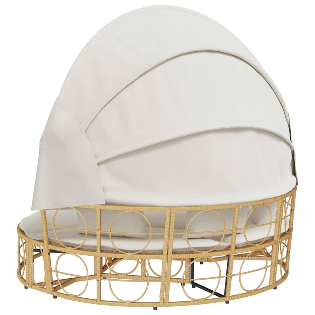 Lettino Prendisole Esterno Tetto e Cuscini in Polyrattan