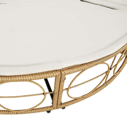 Lettino Prendisole Esterno Tetto e Cuscini in Polyrattan