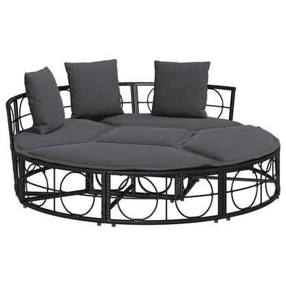 Lettino Prendisole Esterno senza Tetto Nero in Polyrattan - homemem39