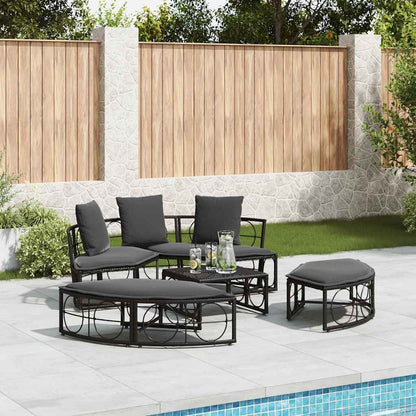 Lettino Prendisole Esterno senza Tetto Nero in Polyrattan - homemem39