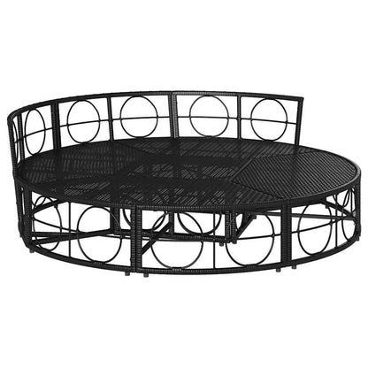 Lettino Prendisole Esterno senza Tetto Nero in Polyrattan - homemem39