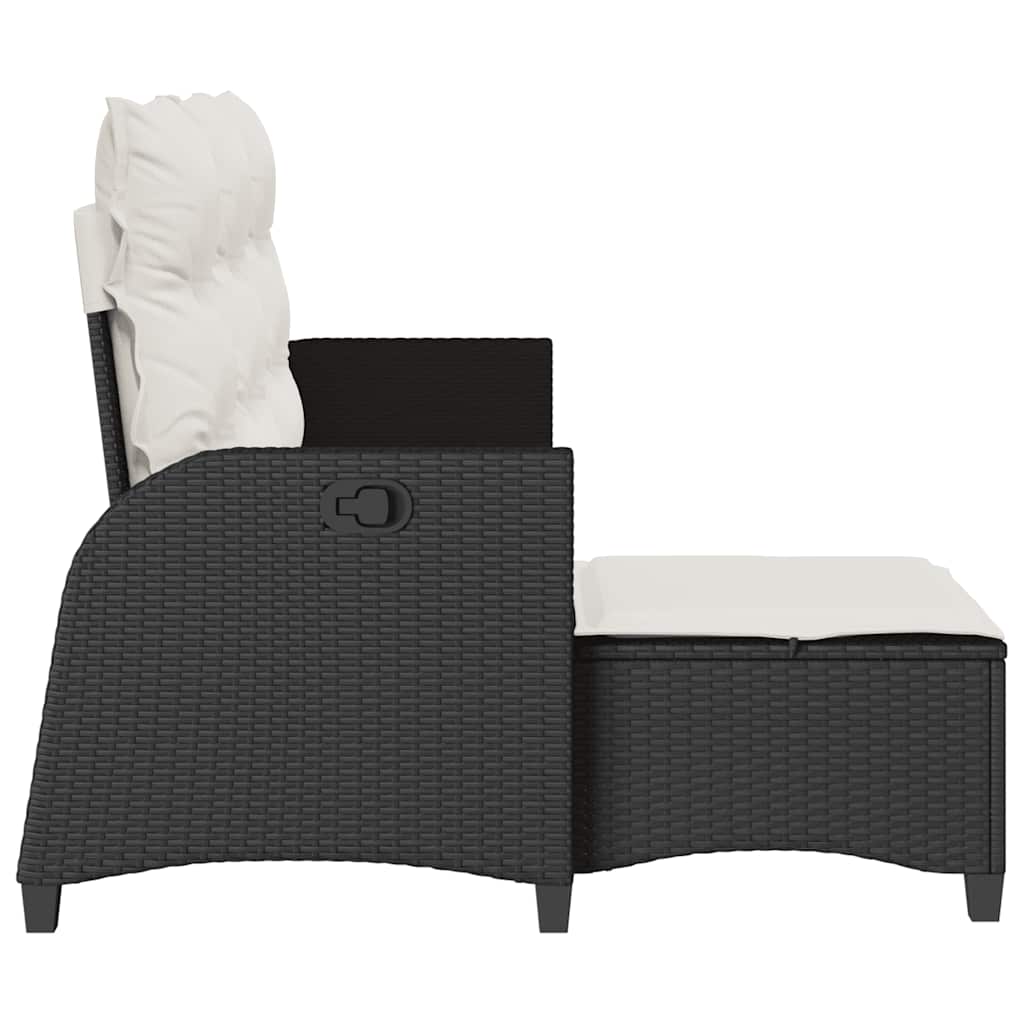 Divano da Giardino Reclinabile a L con Cuscini Nero Polyrattan | homemem39