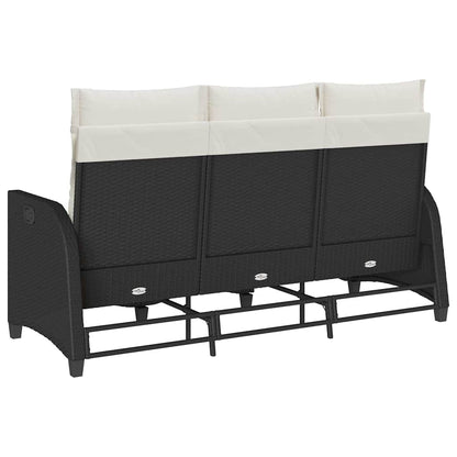 Divano da Giardino Reclinabile a L con Cuscini Nero Polyrattan | homemem39