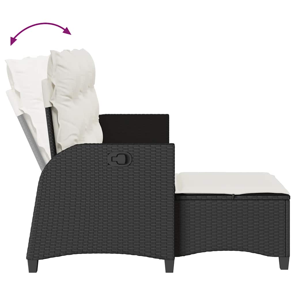 Divano da Giardino Reclinabile a L con Cuscini Nero Polyrattan | homemem39