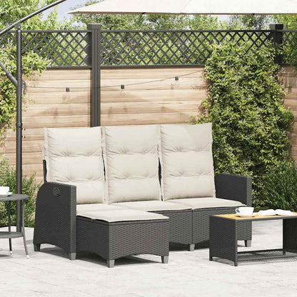 Divano da Giardino Reclinabile a L con Cuscini Nero Polyrattan | homemem39