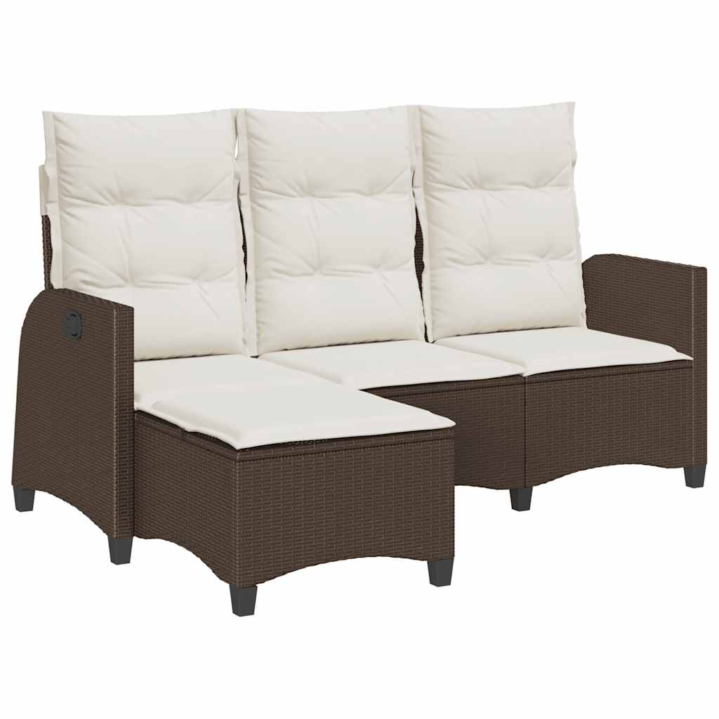 Divano Reclinabile Giardino con Cuscini a L Marrone Polyrattan | homemem39