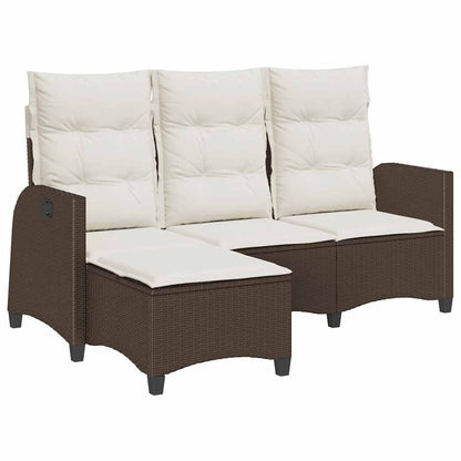Divano Reclinabile Giardino con Cuscini a L Marrone Polyrattan | homemem39