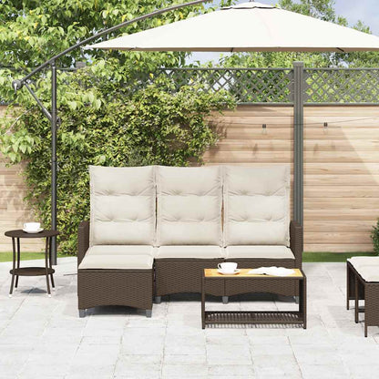 Divano Reclinabile Giardino con Cuscini a L Marrone Polyrattan | homemem39