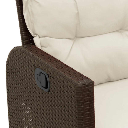 Divano Reclinabile Giardino con Cuscini a L Marrone Polyrattan