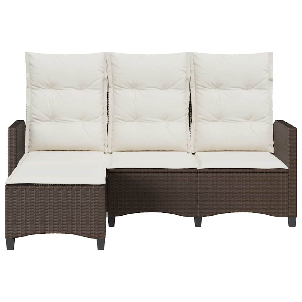 Divano Reclinabile Giardino con Cuscini a L Marrone Polyrattan | homemem39