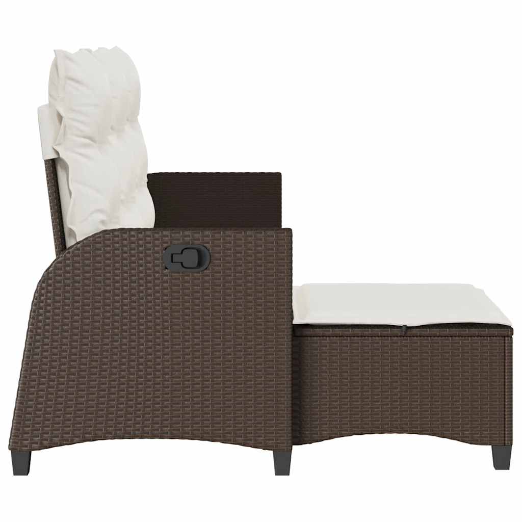 Divano Reclinabile Giardino con Cuscini a L Marrone Polyrattan | homemem39