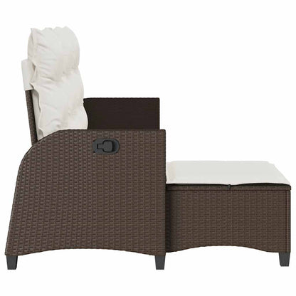 Divano Reclinabile Giardino con Cuscini a L Marrone Polyrattan | homemem39
