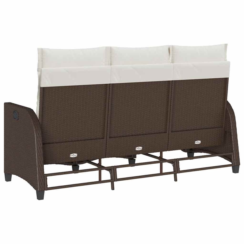 Divano Reclinabile Giardino con Cuscini a L Marrone Polyrattan | homemem39