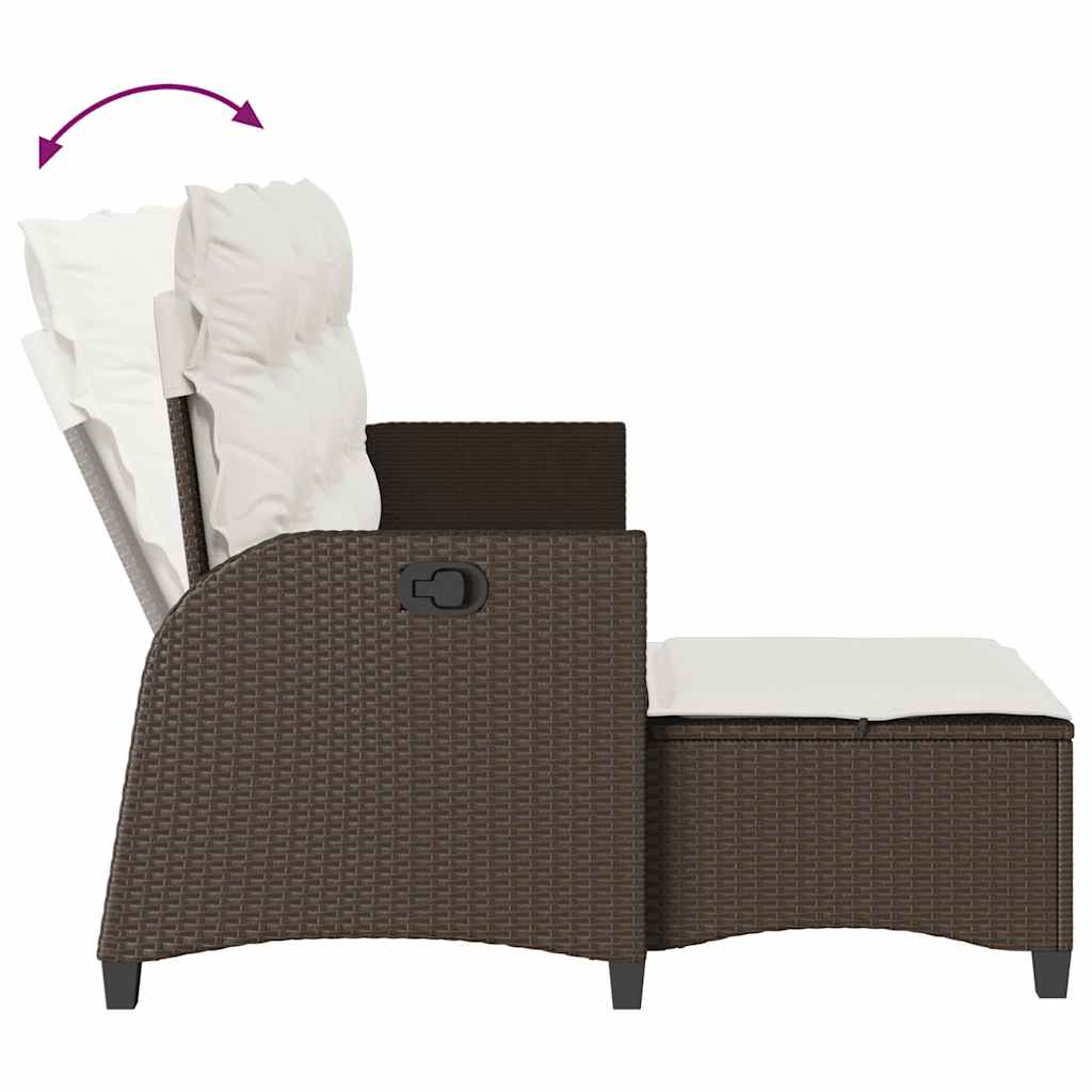 Divano Reclinabile Giardino con Cuscini a L Marrone Polyrattan | homemem39
