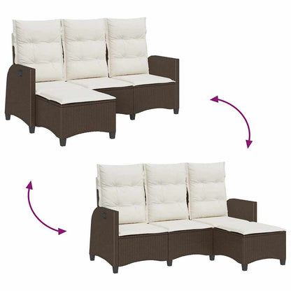Divano Reclinabile Giardino con Cuscini a L Marrone Polyrattan | homemem39