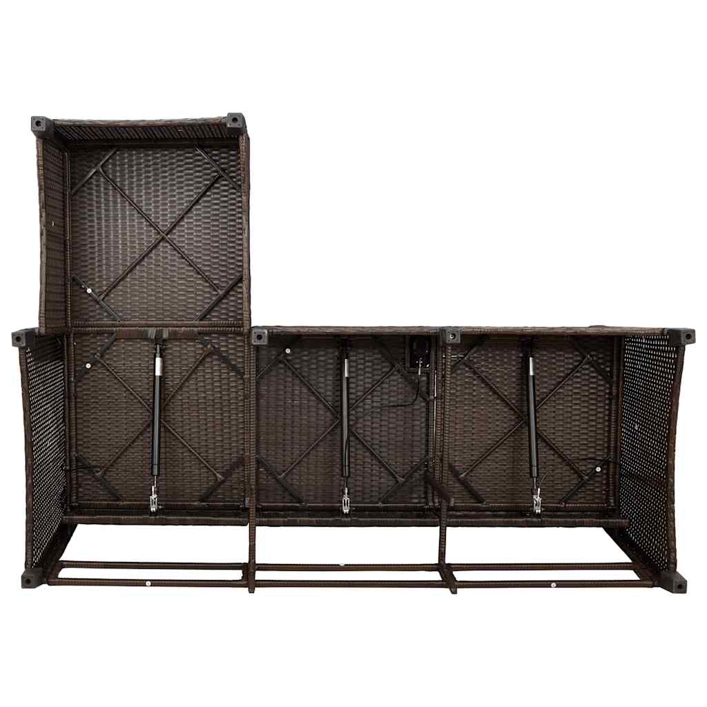 Divano Reclinabile Giardino con Cuscini a L Marrone Polyrattan | homemem39