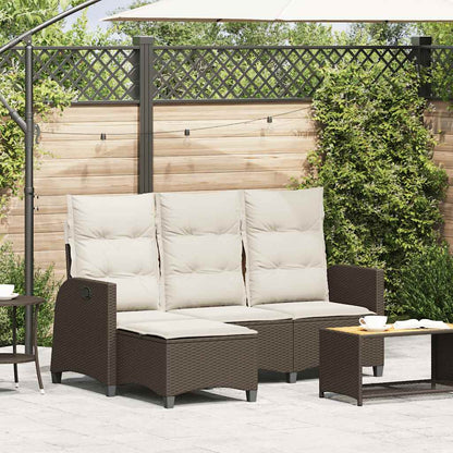 Divano Reclinabile Giardino con Cuscini a L Marrone Polyrattan | homemem39