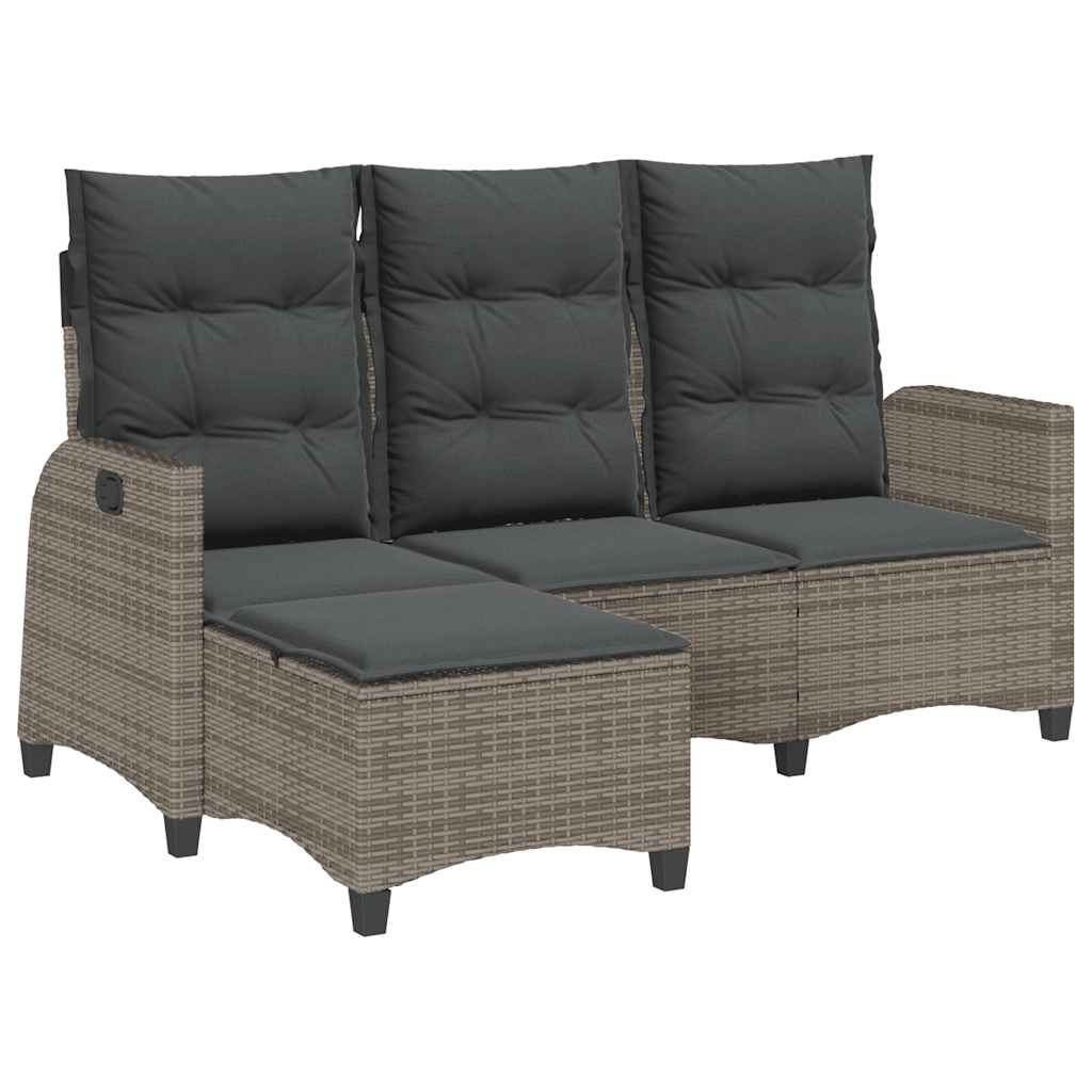 Divano Giardino Reclinabile a L con Cuscini Grigio Polyrattan | homemem39