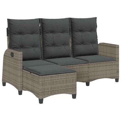 Divano Giardino Reclinabile a L con Cuscini Grigio Polyrattan | homemem39
