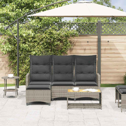 Divano Giardino Reclinabile a L con Cuscini Polyrattan