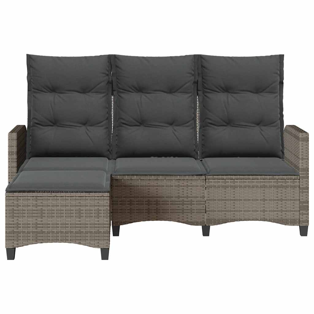 Divano Giardino Reclinabile a L con Cuscini Grigio Polyrattan | homemem39