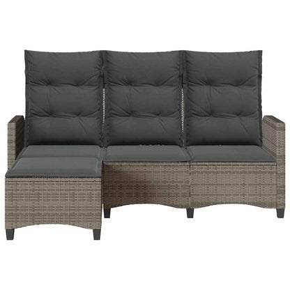Divano Giardino Reclinabile a L con Cuscini Grigio Polyrattan | homemem39