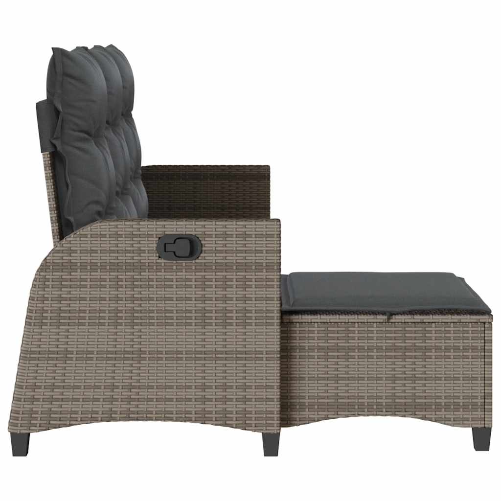 Divano Giardino Reclinabile a L con Cuscini Grigio Polyrattan | homemem39