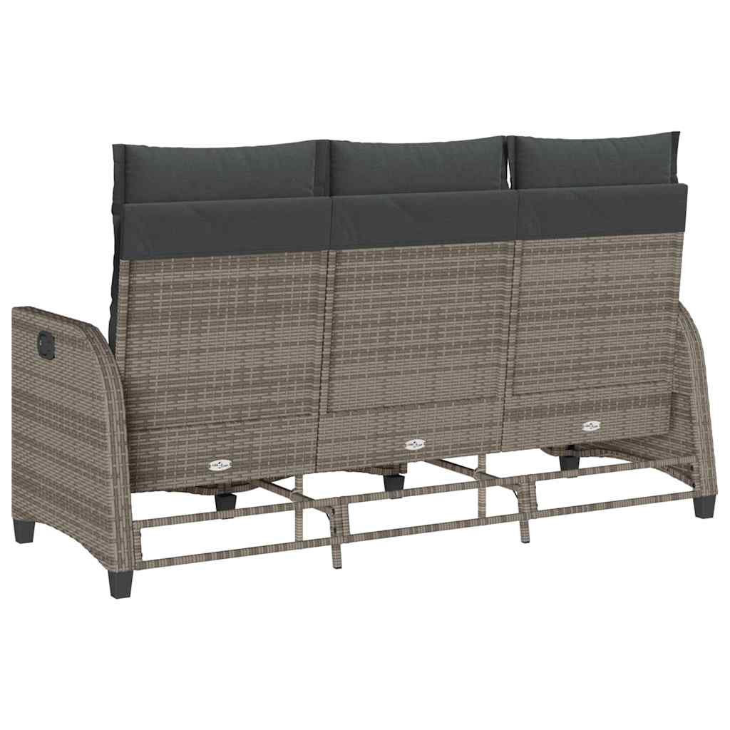 Divano Giardino Reclinabile a L con Cuscini Grigio Polyrattan | homemem39