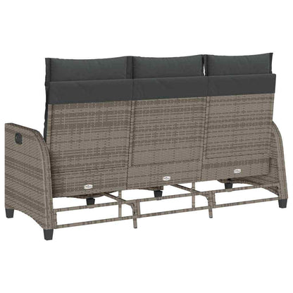 Divano Giardino Reclinabile a L con Cuscini Grigio Polyrattan | homemem39