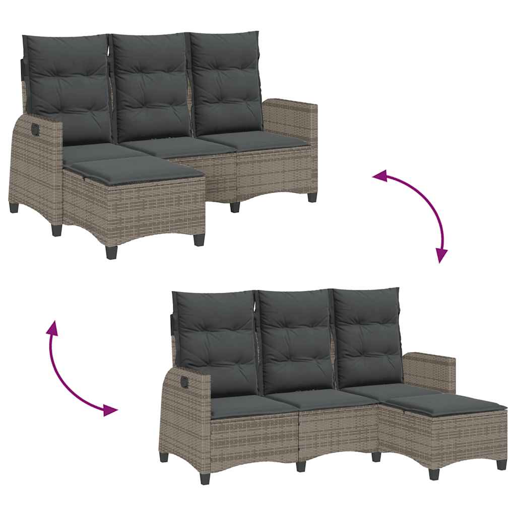 Divano Giardino Reclinabile a L con Cuscini Grigio Polyrattan | homemem39