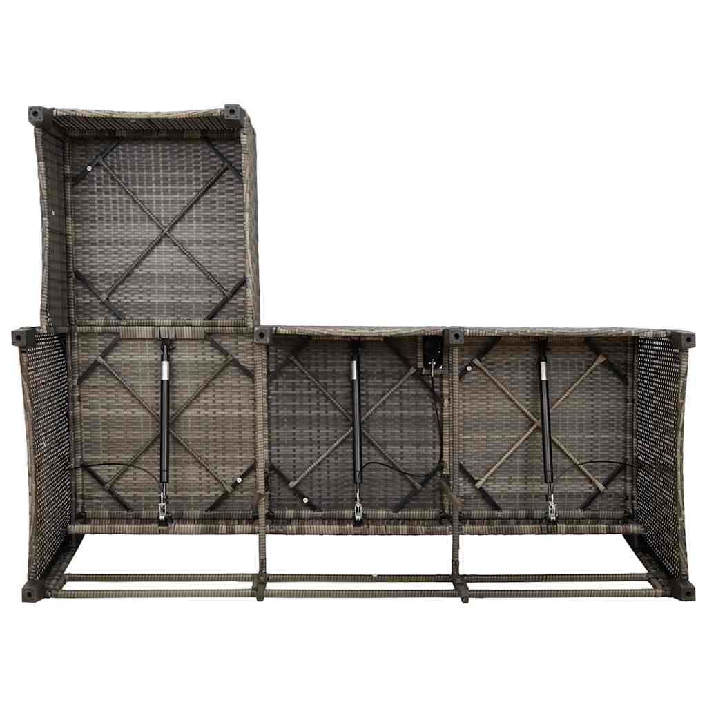 Divano Giardino Reclinabile a L con Cuscini Grigio Polyrattan | homemem39
