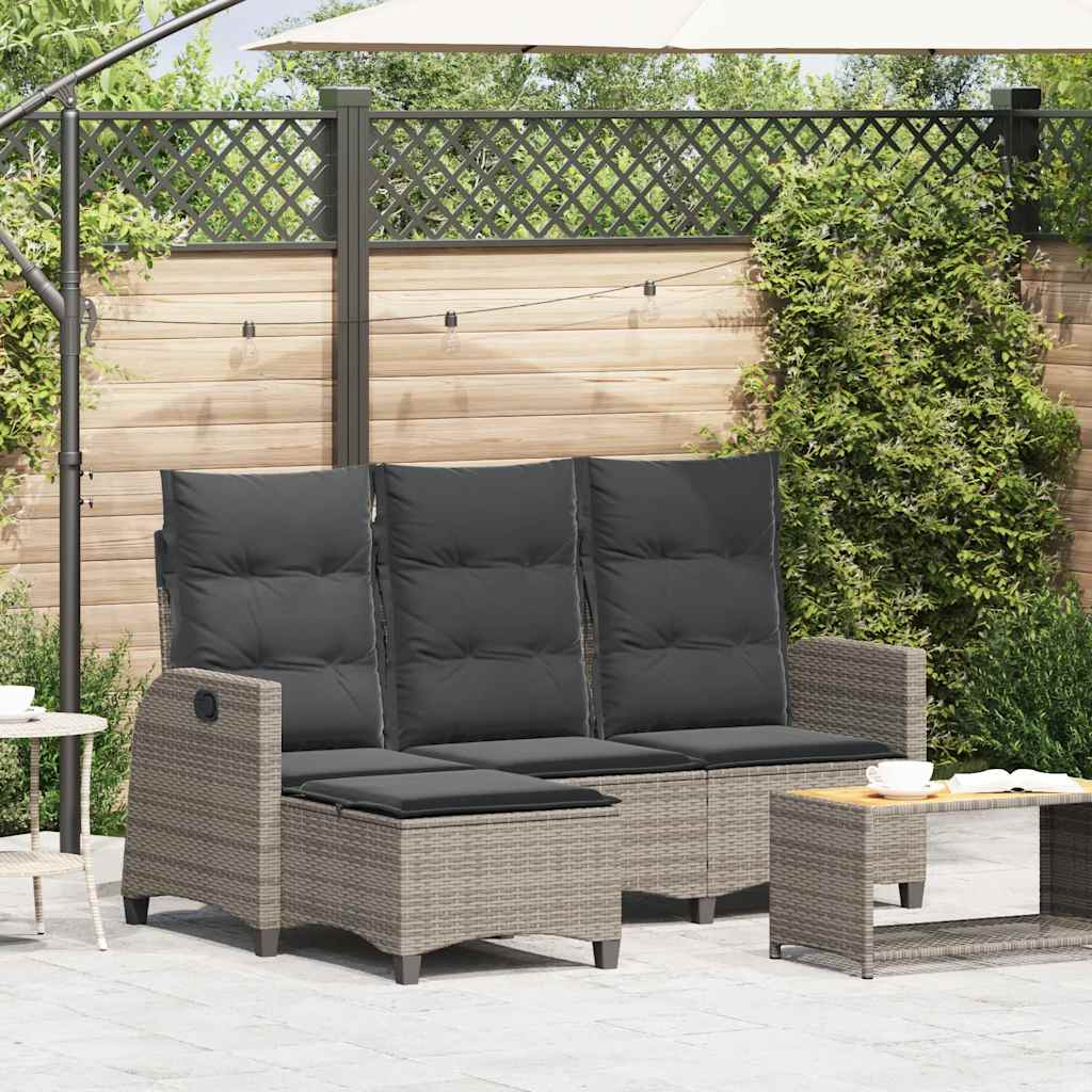 Divano Giardino Reclinabile a L con Cuscini Polyrattan