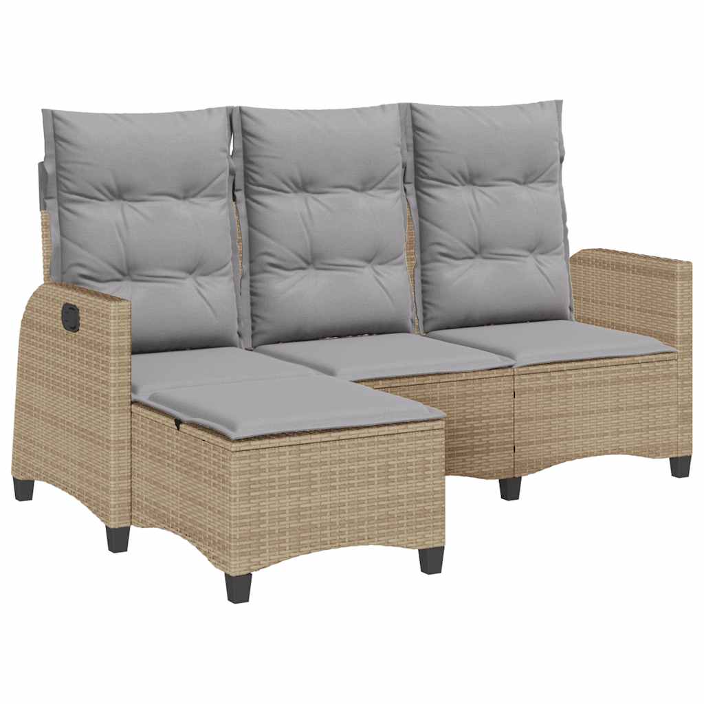 Divano da Giardino Reclinabile con Cuscini a L Beige Polyrattan - homemem39