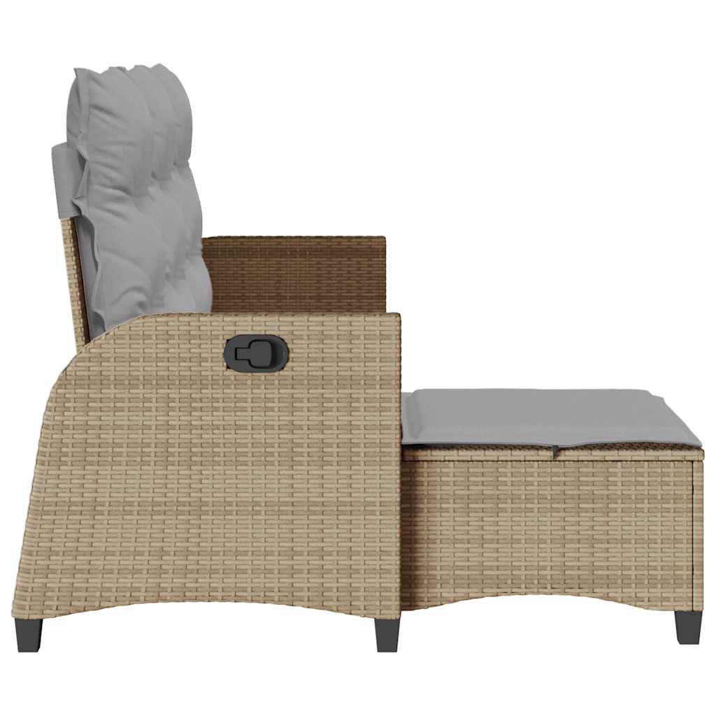 Divano da Giardino Reclinabile con Cuscini a L Beige Polyrattan - homemem39