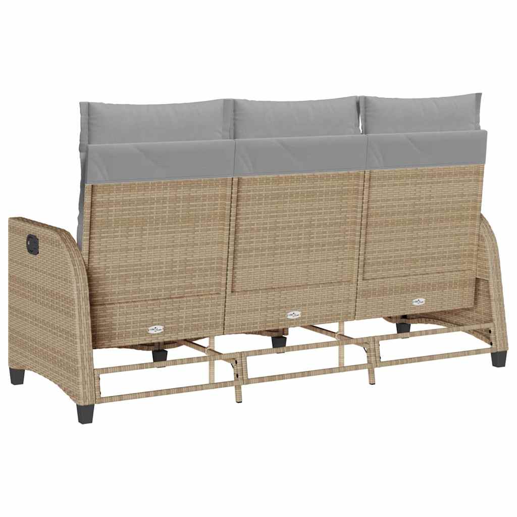 Divano da Giardino Reclinabile con Cuscini a L Beige Polyrattan - homemem39