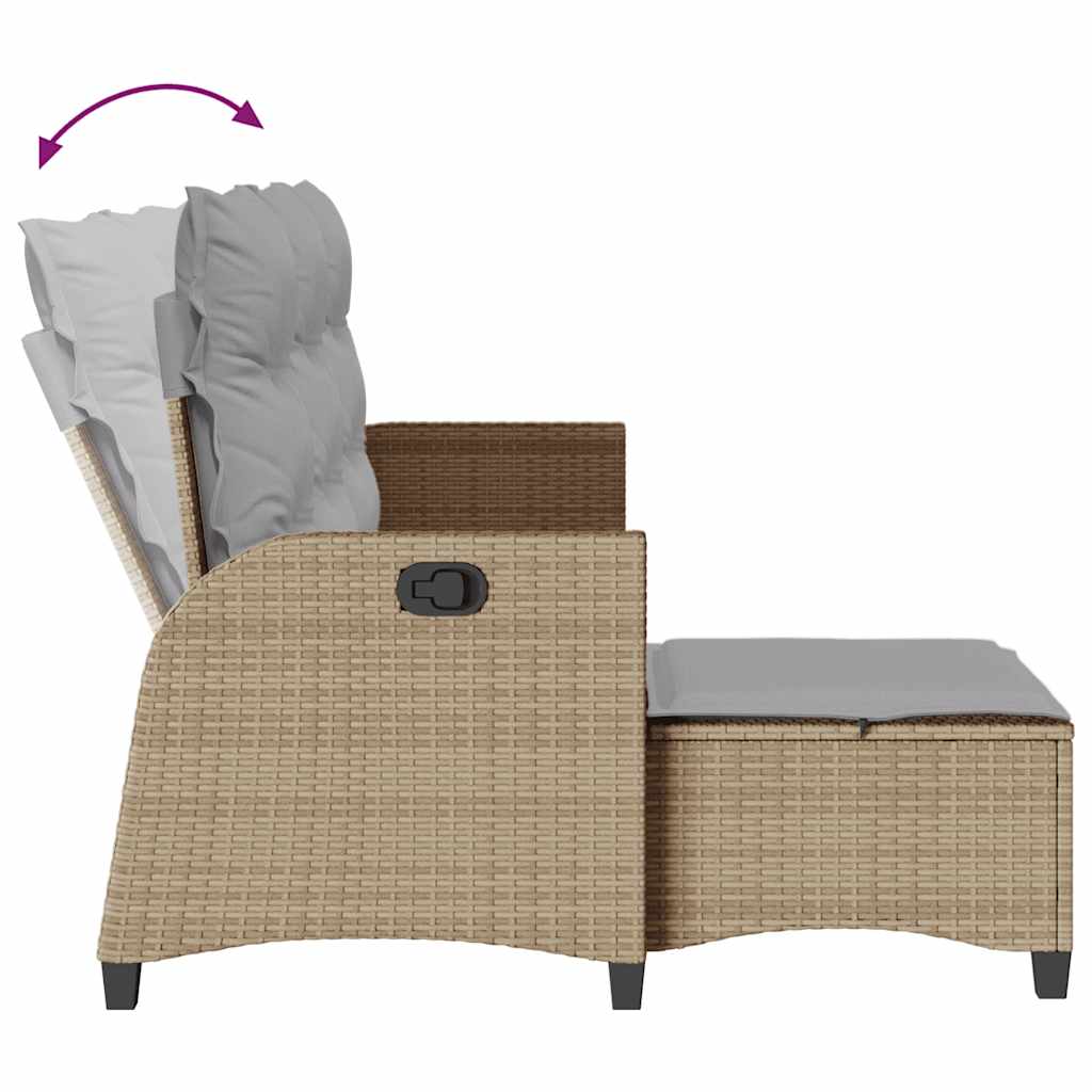 Divano da Giardino Reclinabile con Cuscini a L Beige Polyrattan - homemem39