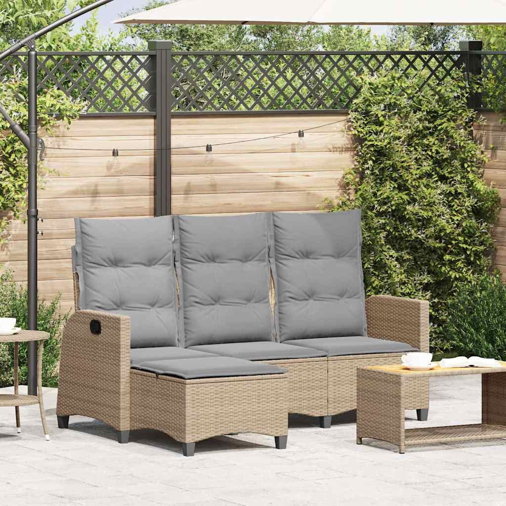 Divano da Giardino Reclinabile con Cuscini a L Beige Polyrattan - homemem39